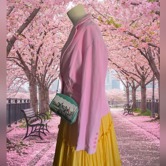 Vice Versa Handbags - Green Equestrian Scene Crossbody Bag